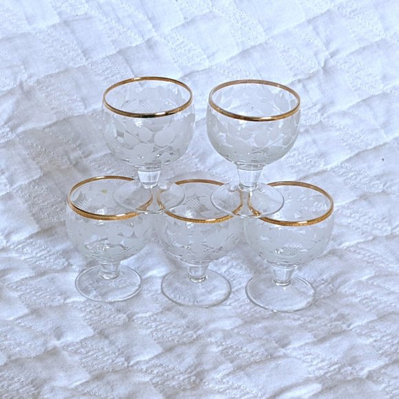5 Russian Gus Khrustalny Liquor Vodka Crystal Glasses Gold Trim Set Of Five 5 - Picture 3 of 6